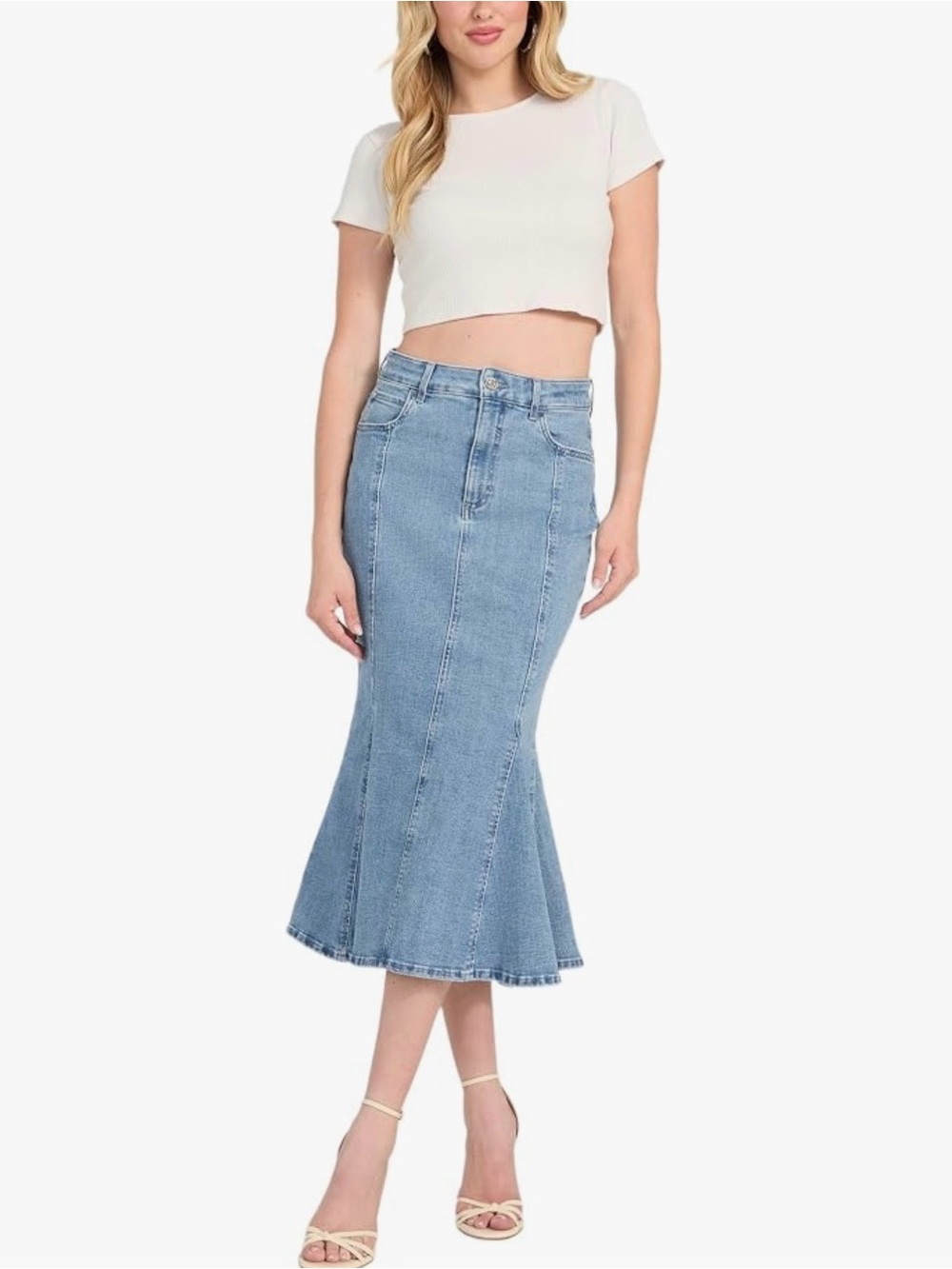Allegra K Light Blue Denim Skirt